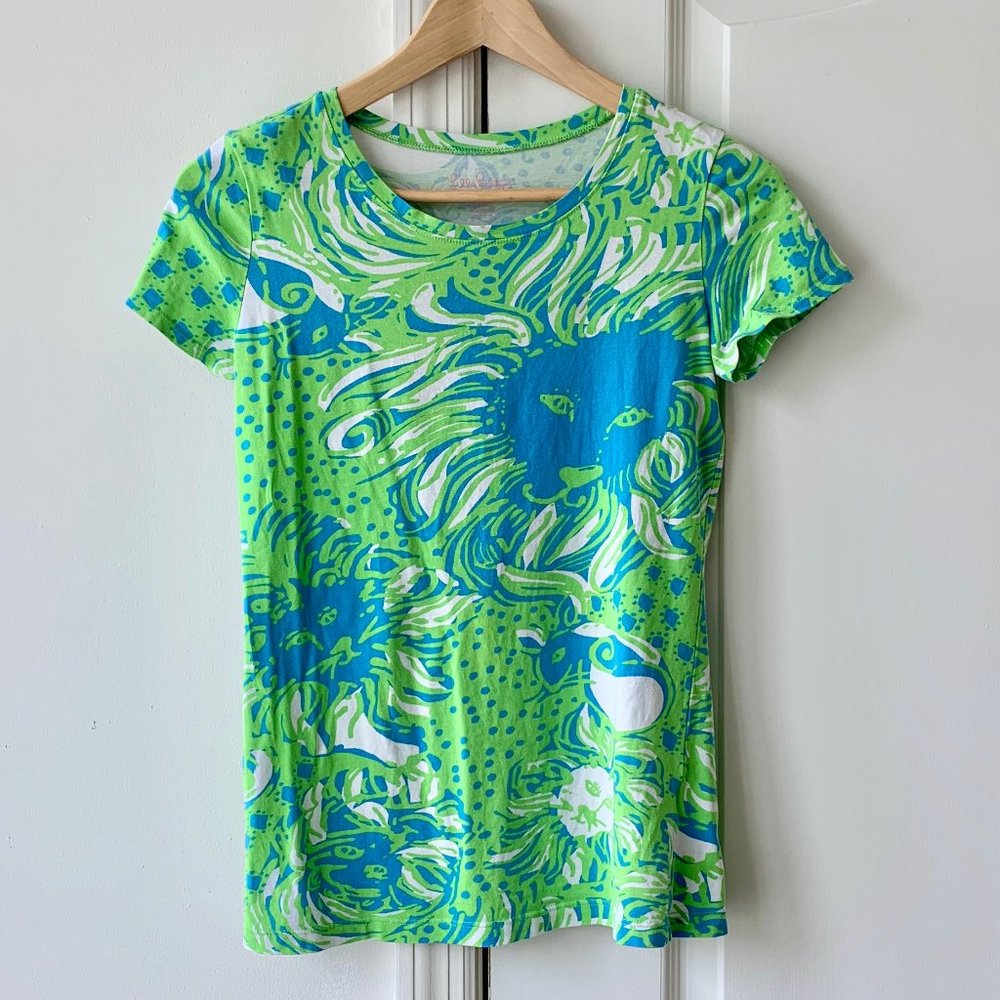 Lilly Pulitzer Lion Print Karrie Crew Neck Tee